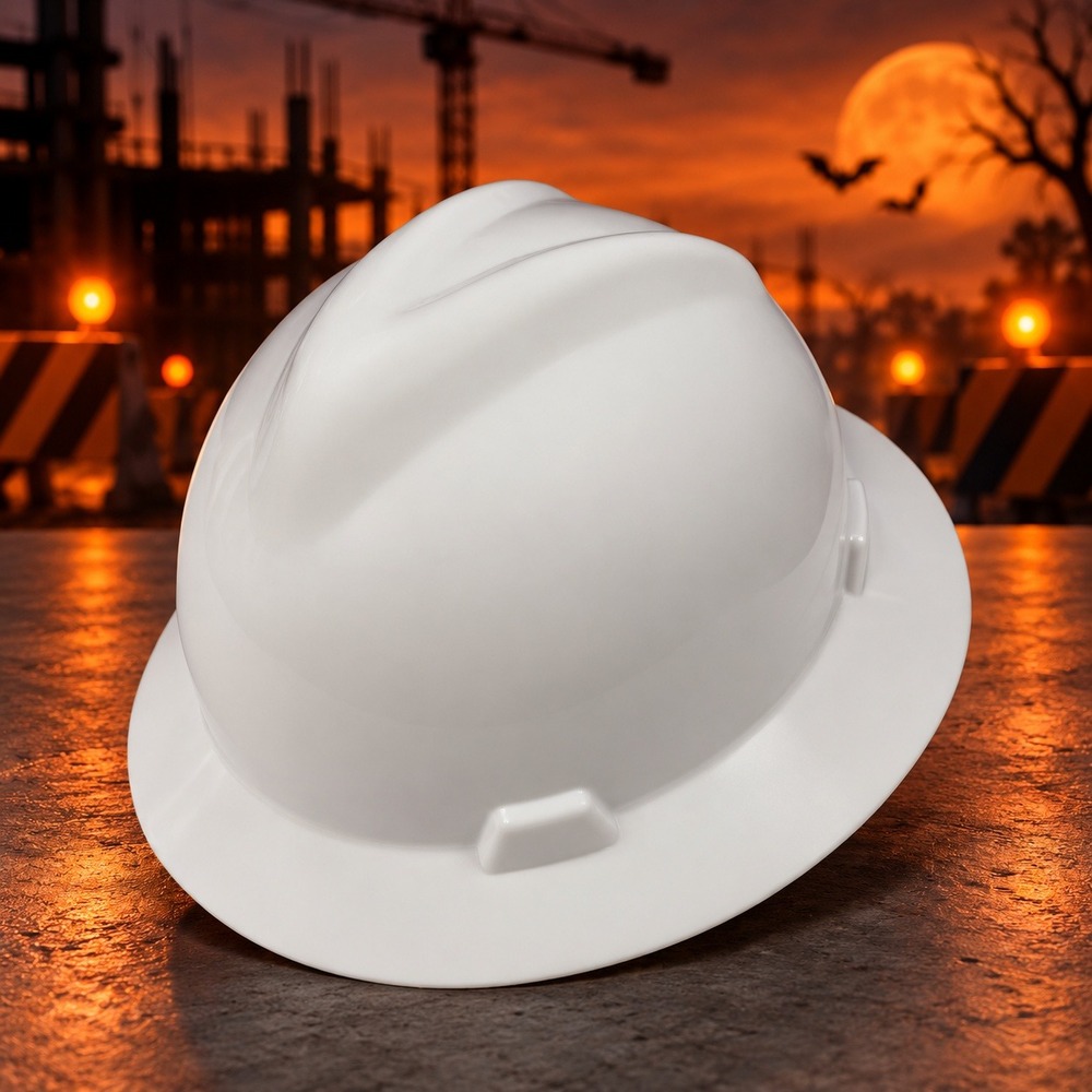 ADULT White Full Brim Hard Hat Construction Worker Costume Accessory Adjustable